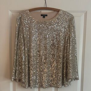 Alfani Women's Shimmering Gold Sequin blouse